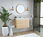 Meuble sous vasque à suspendre Copenhague plaqué chêne l.80 cm + plan vasque + miroir