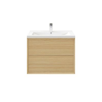Meuble sous vasque à suspendre GoodHome Avela placage chêne 80 cm + plan vasque Nira