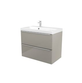 Meuble sous vasque à suspendre GoodHome Imandra taupe 80 cm + plan vasque Mila