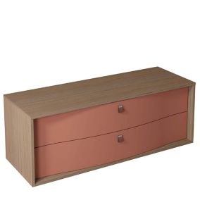 Meuble sous vasque à suspendre Havana terracotta mat 2 tiroirs 140 cm