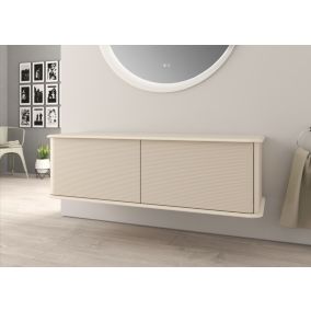 Meuble sous-vasque à suspendre l.141 cm avec plan de toilette, beige coton, Idra