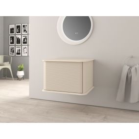 Meuble sous-vasque à suspendre l.61 cm avec plan de toilette, beige coton, Idra