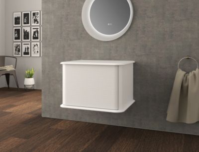 Meuble sous-vasque à suspendre l.61 cm avec plan de toilette, blanc mat, Idra