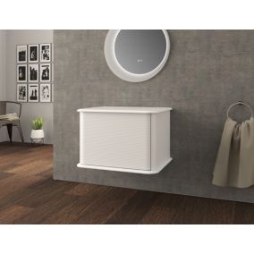 Meuble sous-vasque à suspendre l.61 cm avec plan de toilette, blanc mat, Idra