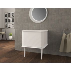 Meuble sous-vasque à suspendre l.61 cm avec plan de toilette et pieds H.29 cm, blanc mat, Idra