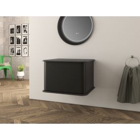 Meuble sous-vasque à suspendre l.61 cm avec plan de toilette, noir mat, Idra