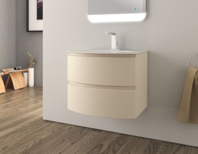 Meuble sous vasque à suspendre L.69 x H.55 x P.52 cm beige cachemire Baden Vague