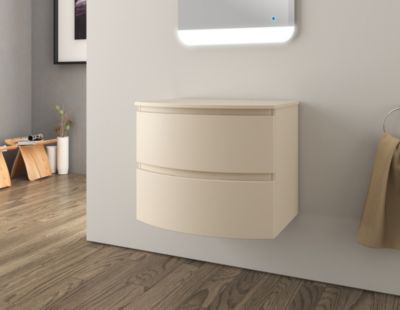 Meuble sous vasque à suspendre L.69 x H.55 x P.52 cm beige cachemire Baden Vague