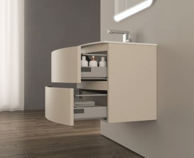 Meuble sous vasque à suspendre L.69 x H.55 x P.52 cm beige cachemire Baden Vague