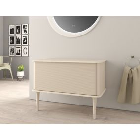 Meuble sous-vasque à suspendre l.95 cm avec plan de toilette et pieds H.29 cm, beige coton, Idra