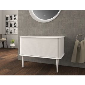 Meuble sous-vasque à suspendre l.95 cm avec plan de toilette et pieds H.29 cm, blanc mat, Idra