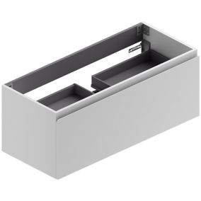 Meuble sous vasque à suspendre Pura blanc 120 cm + plan vasque en résine noir