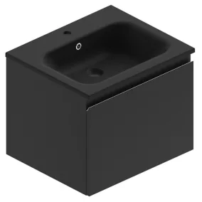 Meuble sous vasque à suspendre Pura noir 60 cm + plan vasque en résine noir