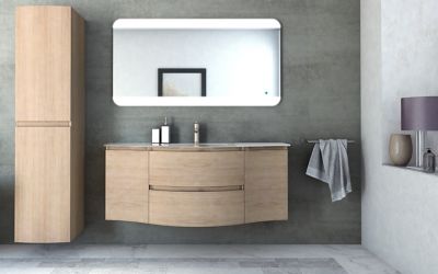 Meuble Vasque Salle De Bain 52 Cm Chêne Blanchi - 2 Tiroirs, à Poser Ou à Suspendre, Design Beop