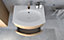 Meuble sous vasque à suspendre Vague décor chêne naturel 69 cm + plan vasque en résine blanc