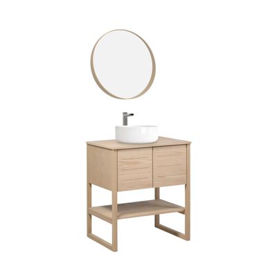 Meuble sous vasque ATOLL 70cm + vasque blanche +miroir