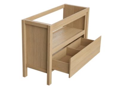 Meuble sous vasque avec niche de rangement et planche - 120 cm - Placage chêne - COSMOTI