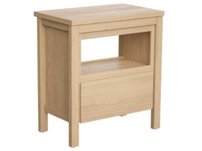 Meuble sous vasque avec niche de rangement et planche - 80 cm - Placage chêne - COSMOTI