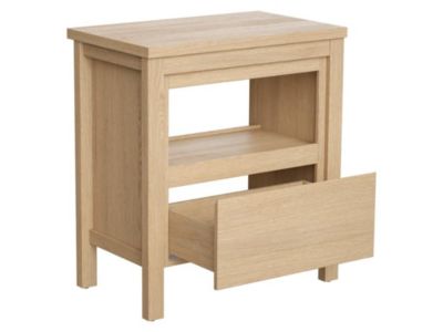 Meuble sous vasque avec niche de rangement et planche - 80 cm - Placage chêne - COSMOTI