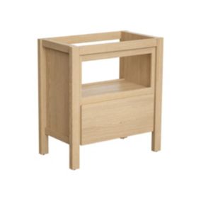 Meuble sous vasque avec niche de rangement - Placage chêne - 80 cm - COSMOTI