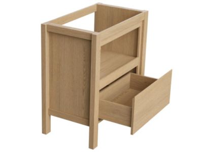 Meuble sous vasque avec niche de rangement - Placage chêne - 80 cm - COSMOTI