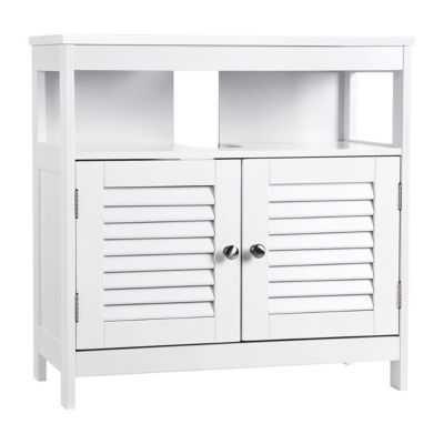 Meuble sous vasque blanc 2 portes 1 niche L60cm