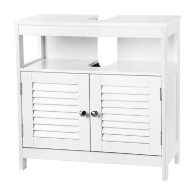 Meuble sous vasque blanc 2 portes 1 niche L60cm