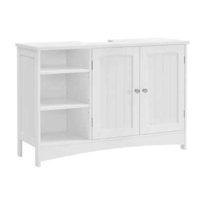 Meuble Sous Vasque Blanc 2 Portes 3 Niches - L90 cm