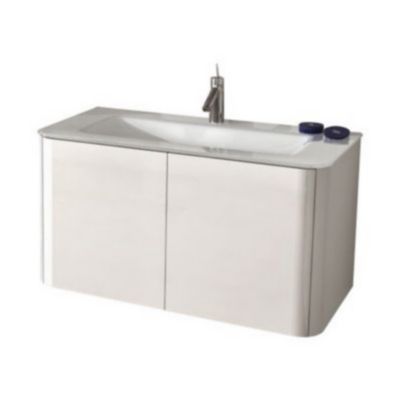 Meuble sous vasque GENERIQUE Berlioz Creations MSLBLANC Meuble Salle de  Bain sous-Lavabo Haute Brillance Blanc