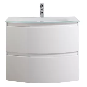 Meuble sous-vasque blanc Vague 70 cm + plan vasque en verre