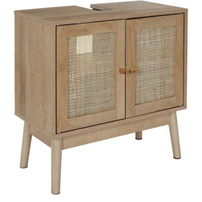 Meuble sous vasque cannage et bois Bali
