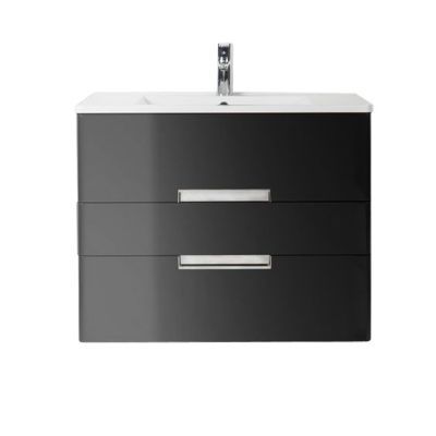 Meuble sous vasque Cooke & Lewis Belt noir 80 cm + plan vasque