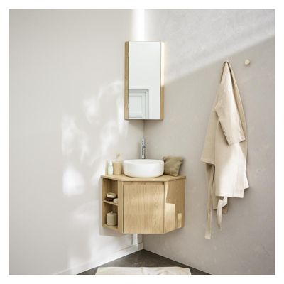 Meuble sous vasque d'angle SORRENTO avec vasque, robinet et armoire