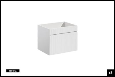 Meuble sous vasque de 120 cm - avec 2 vasques à poser - avec plan - 2 tiroirs - MINO