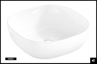 Meuble sous vasque de 120 cm - avec 2 vasques à poser - avec plan - 2 tiroirs - MINO