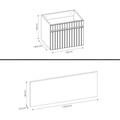 Meuble sous vasque de 120 cm - avec 2 vasques à poser - avec plan - 2 tiroirs - MINO