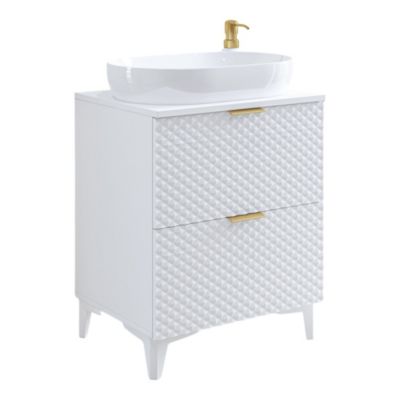 Meuble sous vasque de salle de bain 60cm avec 2 tiroirs collection CHIC coloris blanc et doré