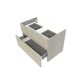 Meuble sous vasque effet chêne clair l.90 x H.57 x P.50 cm 2 tiroirs, Calao