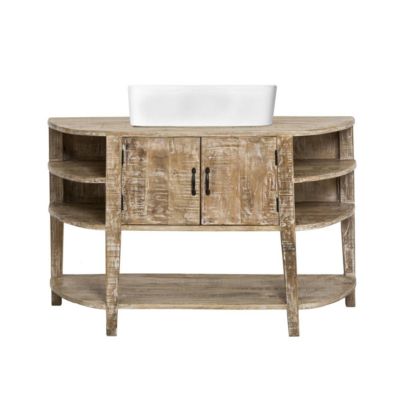 Meuble sous vasque en bois de manguier blanchi Sienna