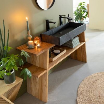 Meuble sous vasque en bois recyclé Corin