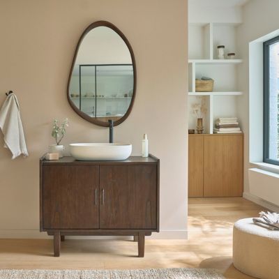 Meuble sous vasque en mindi massif 90 cm Berah Getah Vintage