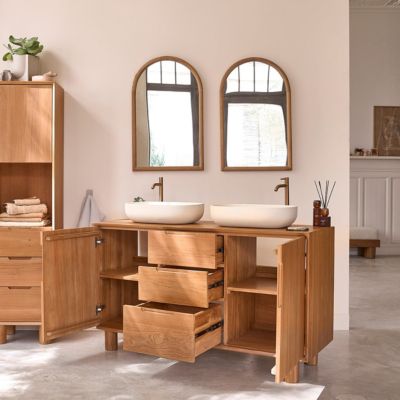 Meuble sous vasque en teck massif 140 cm