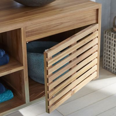 Meuble sous vasque en teck massif 160 cm Berah Getah Rio | Castorama