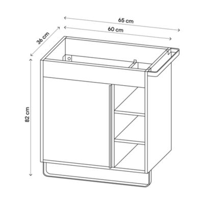 Meuble sous vasque faible profondeur à poser l.65 x H.82 x P.36 cm, blanc, avec porte-serviettes, GoodHome Maza