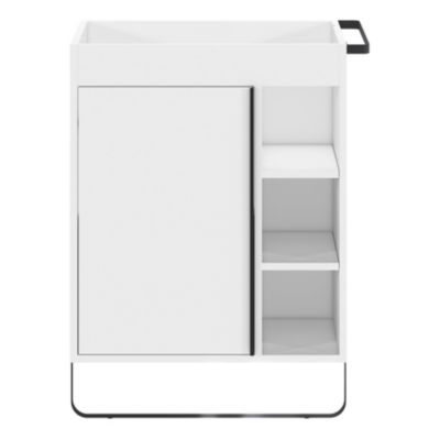 Meuble sous vasque faible profondeur à poser l.65 x H.82 x P.36 cm, blanc, avec porte-serviettes, GoodHome Maza