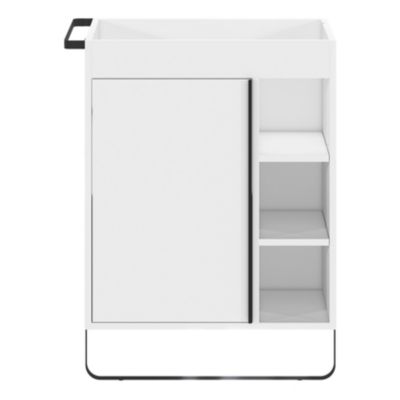 Meuble sous vasque faible profondeur à poser l.65 x H.82 x P.36 cm, blanc, avec porte-serviettes, GoodHome Maza