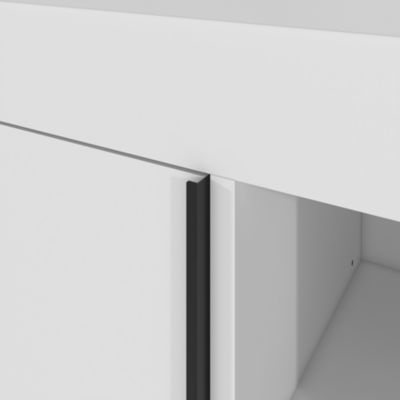 Meuble sous vasque faible profondeur à poser l.65 x H.82 x P.36 cm, blanc, avec porte-serviettes, GoodHome Maza