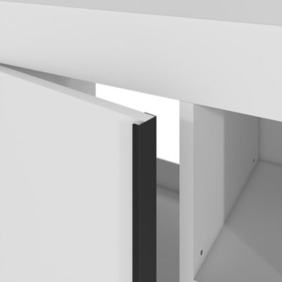Meuble sous vasque faible profondeur à poser l.65 x H.82 x P.36 cm, blanc, avec porte-serviettes, GoodHome Maza