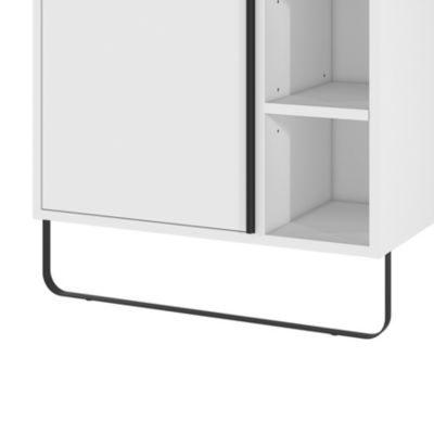Meuble sous vasque faible profondeur à poser l.65 x H.82 x P.36 cm, blanc, avec porte-serviettes, GoodHome Maza