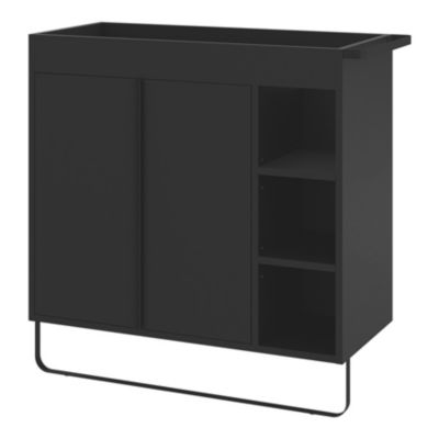 Meuble sous vasque faible profondeur à poser l.85 x H.82 x P.36 cm, noir, avec porte-serviettes, GoodHome Maza